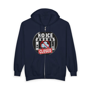 Zip Hoodie — 'No Ice Closed' Graphic