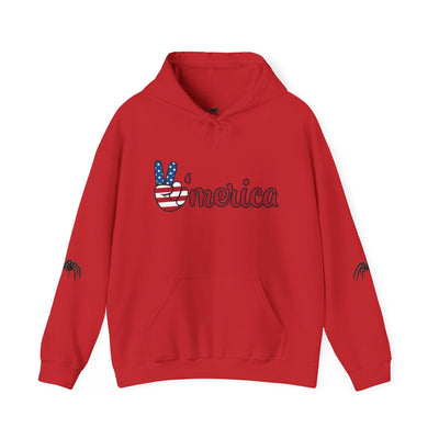 Veteran ’Merica Car Flag Hoodie patriotic Corvette pullover with distressed flag car design and cozy kangaroo pocket