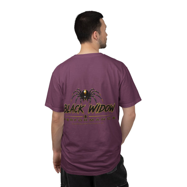 Venom in Motion Corvette C8 T-shirt with black widow and car graphic, heavyweight cotton, relaxed fit