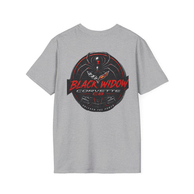 Black Widow Corvette R.I.P. 1920s vintage style nostalgic t-shirt design