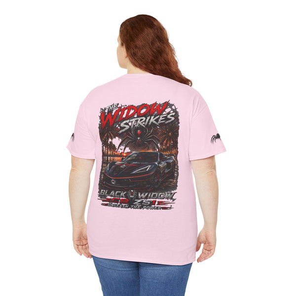 Black Widow Corvette performance tee with vintage car graphic and muscle car theme