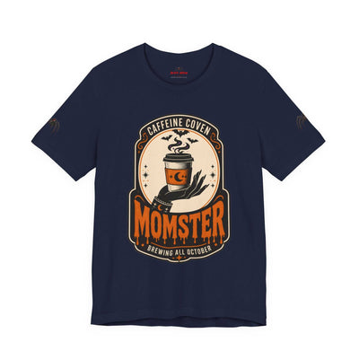 Momster Caffeine Coven Tee | Halloween Mom shirt, spooky pumpkin coffee design