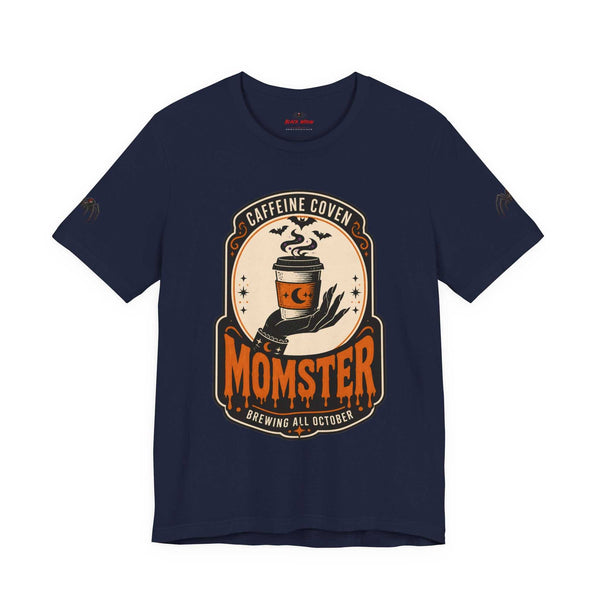 Momster Caffeine Coven Tee | Halloween Mom shirt, spooky pumpkin coffee design