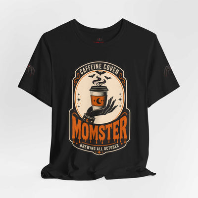 Momster Caffeine Coven Tee | Halloween Mom shirt, spooky pumpkin coffee design