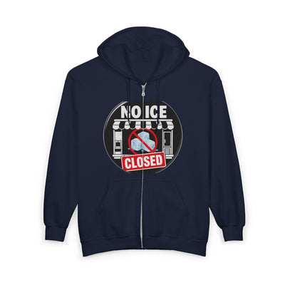 Zip Hoodie — 'No Ice Closed' Graphic
