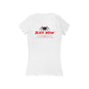 Women’s slim-fit Corvette Cowgirl V-neck tee in retro pink with vintage car and bow graphic, breathable cotton