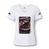 Checking Under The Hood Tee — Women's V-Neck Cat & Sports Car Graphic