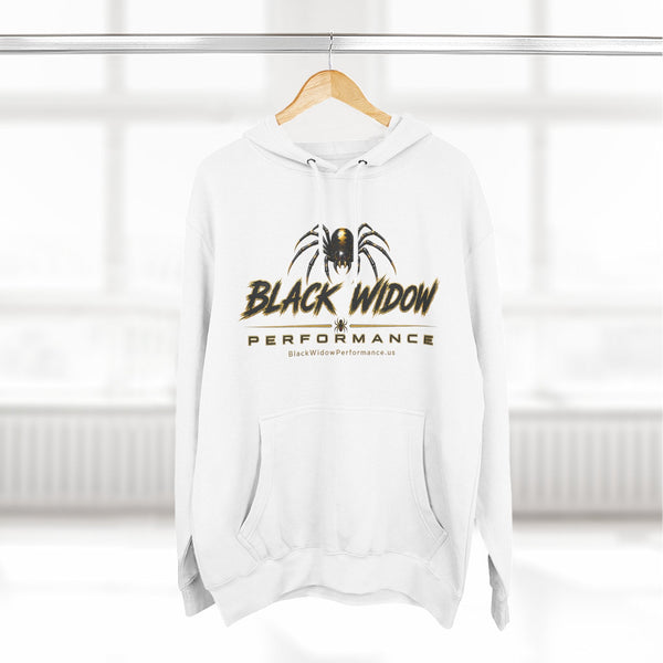 Black Widow Performance Hoodie with spider logo and Game Day Racing graphics on black fleece pullover