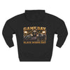 Black Widow Performance Hoodie medium-heavy fleece pullover with spider logo and Game Day racing graphics