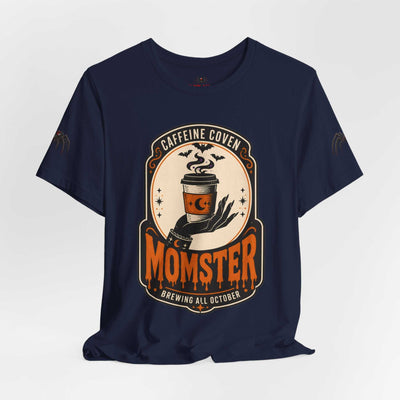 Momster Caffeine Coven Tee | Halloween Mom shirt, spooky pumpkin coffee design