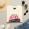 Girls Drive Fast Too Corvette C8 T-shirt with bold chest print on soft, lightweight cotton