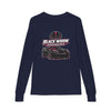 Youth Long Sleeve Tee — 'Be Nice You Jerk' Spider Graphic Front & Black Widow Performance Car Back