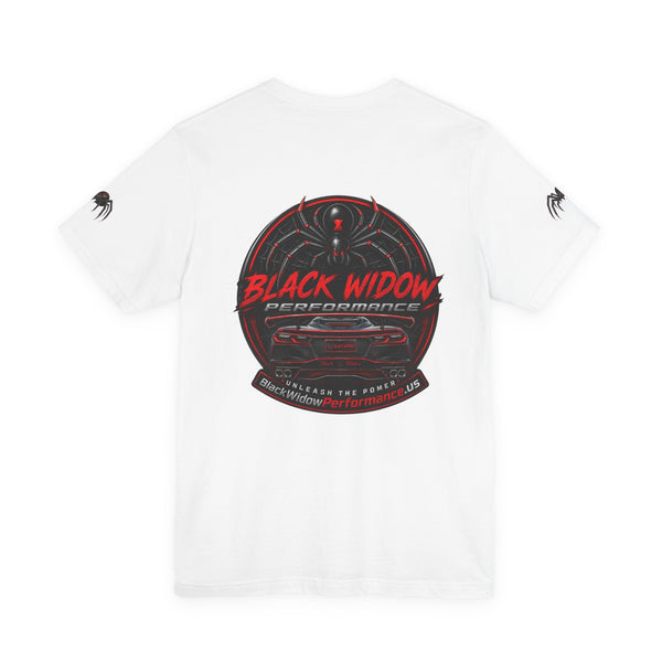 Black Veteran Corvette C8 Tee with Black Widow Performance graphic on breathable cotton shirt