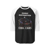 Easily Distracted by Cool Cars Raglan Shirt
