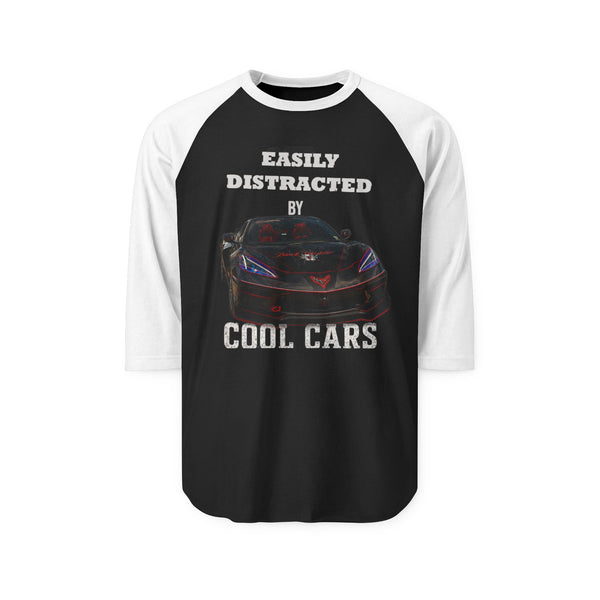 Easily Distracted by Cool Cars Raglan Shirt