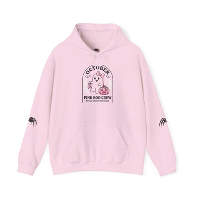 Halloween Ghost Hoodie — "October Pink Boo Crew" Graphic Pullover