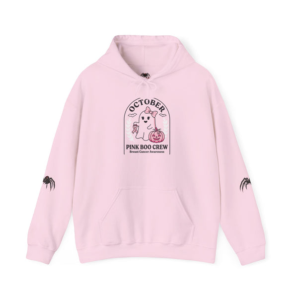 Halloween Ghost Hoodie — "October Pink Boo Crew" Graphic Pullover