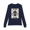 Youth Long Sleeve Tee — 'Be Nice You Jerk' Spider Graphic Front & Black Widow Performance Car Back