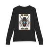 Youth Long Sleeve Tee — 'Be Nice You Jerk' Spider Graphic Front & Black Widow Performance Car Back
