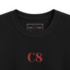 Kids black C8 Corvette One of One Black Widow tee with car graphic and ribbed collar