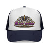 Black Widow Performance Trucker Hat — Retro Skull & Arachnid Mesh Cap