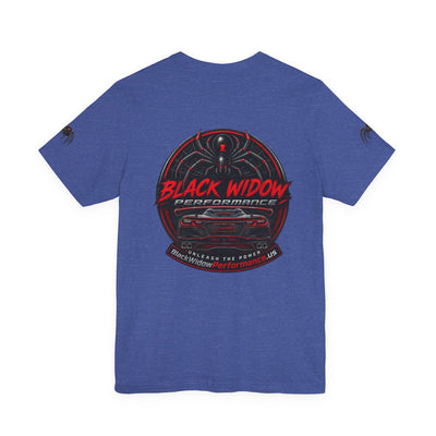 Black Veteran Corvette C8 Tee with Black Widow Performance graphic on black cotton shirt