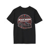 Black Widow Performance Venom in Motion Corvette tee with racing spider graphic on black crewneck shirt