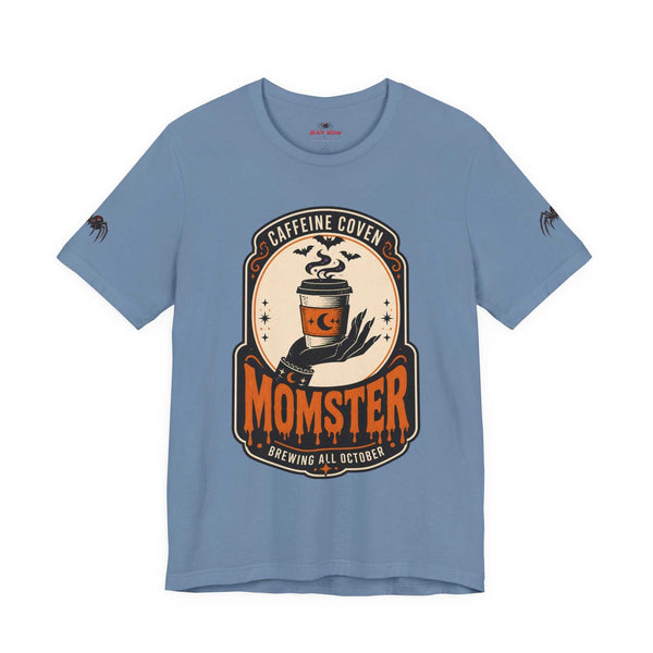 Momster Caffeine Coven Tee | Halloween Mom shirt, spooky pumpkin coffee design
