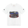 Black Veteran Corvette C8 Tee with Black Widow Performance graphic on black cotton shirt