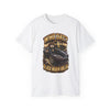 Black vintage Who Dat? Black Widow racing graphic tee with bold chest print and rear black widow emblem