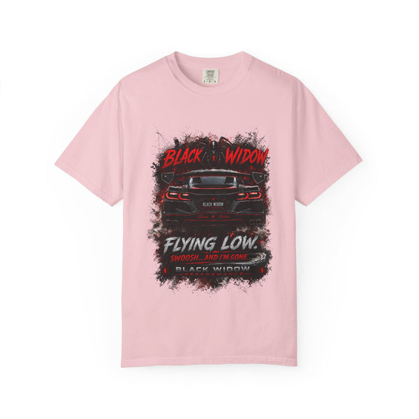 Too Fast To Follow Black Widow Horsepower Sports Car T-Shirt