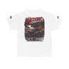Black Widow Corvette performance tee with vintage graphic and detailed size chart