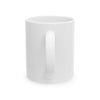 White ceramic mug with C-handle, available in 11oz and 15oz, customizable with vivid designs, microwave and dishwasher safe, BPA and lead-free.