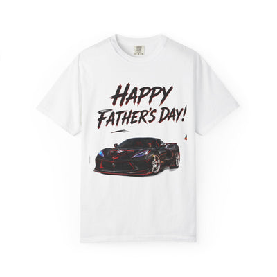 Black Widow Corvette C8 Dad T-shirt in soft black cotton with sleek car design