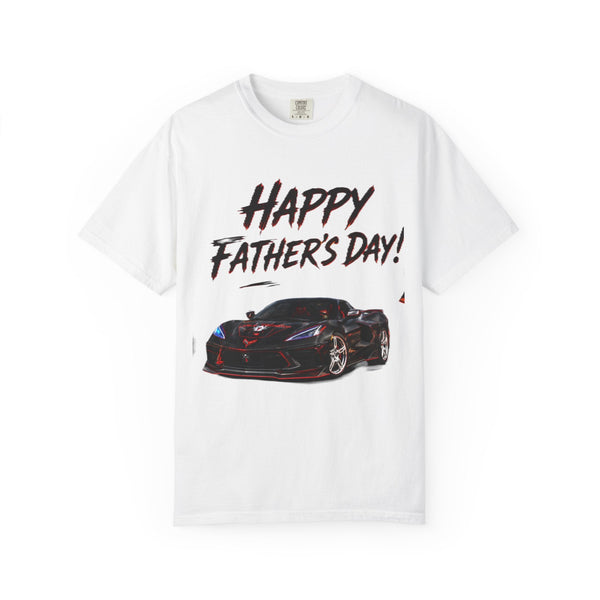 Black Widow Corvette C8 Dad T-shirt in soft black cotton with sleek car design