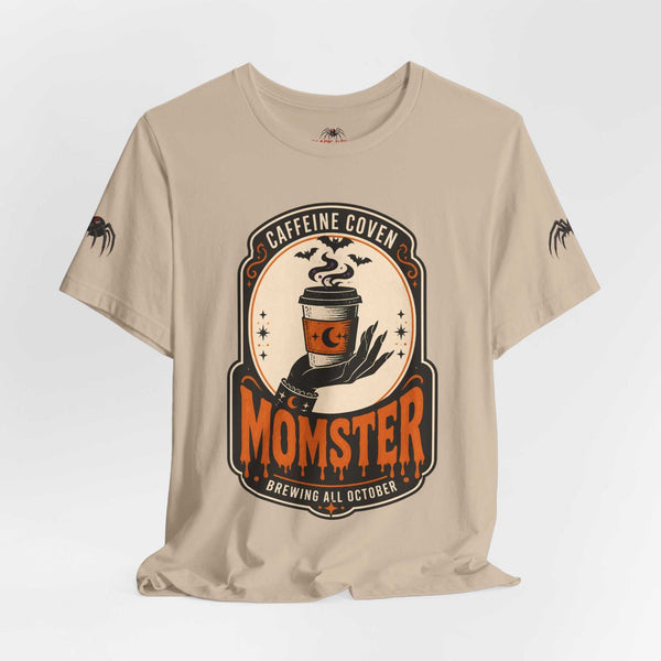 Momster Caffeine Coven Tee | Halloween Mom shirt, spooky pumpkin coffee design