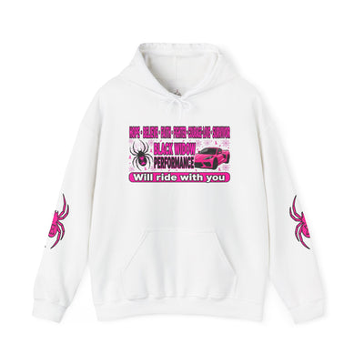 Black Widow Performance Hoodie — Pink Spider Racing Design