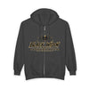 Black Widow zip hoodie in Saints colors with bold racing graphic and metal zipper