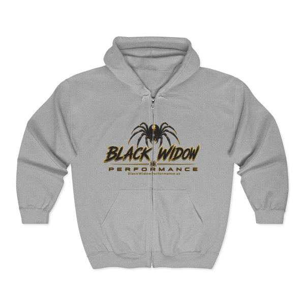 Black Widow full-zip racing hoodie in Saints colors with bold graphic and adjustable hood