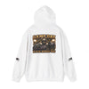 Black Widow Performance Hoodie with racing graphic and spider sleeve accents in black hoodie design