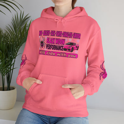Black Widow Performance Hoodie — Pink Spider Racing Design