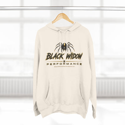 Black Widow Performance Hoodie medium-heavy fleece pullover with kangaroo pocket and spider logo embroidery