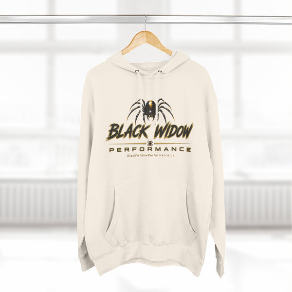 Black Widow Performance Hoodie medium-heavy fleece pullover with kangaroo pocket and spider logo embroidery