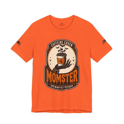 Momster Caffeine Coven Tee | Halloween Mom shirt, spooky pumpkin coffee design
