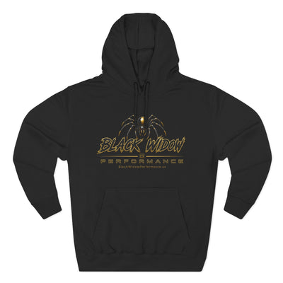 Black Widow Performance Hoodie medium-heavy fleece pullover with spider logo and Game Day racing graphics