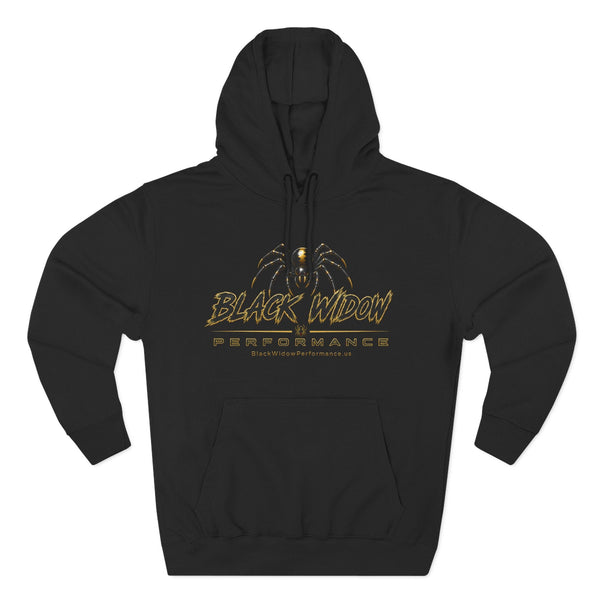 Black Widow Performance Hoodie medium-heavy fleece pullover with spider logo and Game Day racing graphics