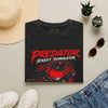 Black Widow Corvette C8 graphic on black crew neck t-shirt with street predator design