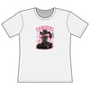 Women's fitted pink Cowgirl graphic tee with cowboy boot and hat design on front