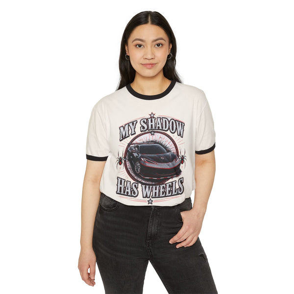 Black Widow Performance unisex cotton ringer t-shirt with classic fit and contrasting collar and sleeves