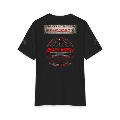 Black Widow Corvette Tee featuring American flag silhouette on black fabric